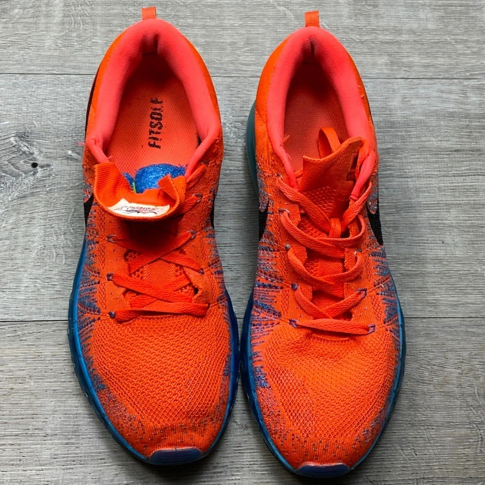 Nike Flyknit Max Running Shoes Mens 13 Orange Blue 620469-600 Air Max 1 of 2